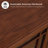 Leick Home 82360 Solid Wood Mission Oak Four Door TV Stand For 65" TVs Universal TV Console Living Room Storage Shelves Entertainment Center, Mission Oak Leick Home