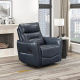 Lexicon Swivel Glider Reclining Chair, Top Grain Leather Match Manual Recliner, Comfy Nursery Glider Recliner, Swivel Reclining Chair for Living Room/Office/Bedroom/Apartment, Dark Blue Lexicon