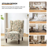 HULALA HOME Wingback Accent Chair with Floral Pattern Design, Traditional Fabric Armchair with Nailhead Trim and Retro Wooden Legs, Bird HULALA HOME