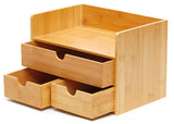 RoyalHouse Premium Natural Bamboo Desktop Organizer, Attractive Design 3 Tier, Table Top Storage for Documents & Office Supplies, Accessories And More, No Assembly Required (3 Drawer with Shelf) RoyalHouse