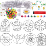 WorldBazaar Summer Flower Suncatchers Crafts for Kids 24 Sets DIY Window Painting Art Suncatchers Decoration Christmas Birthday Wedding Party Supplies WorldBazaar