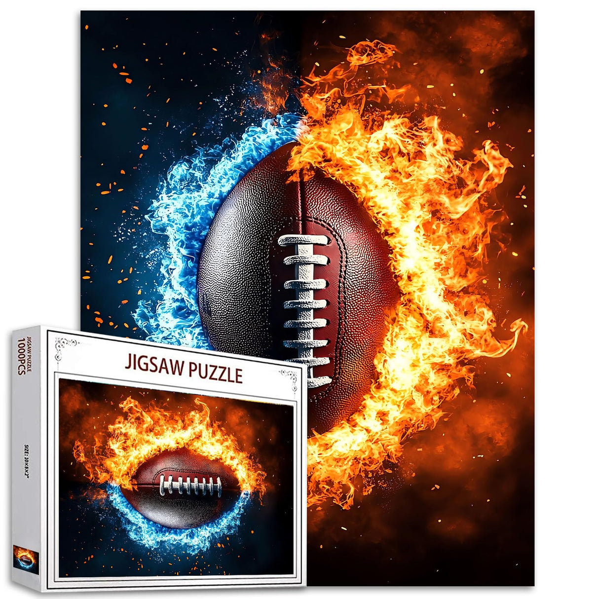 Tucocoo 1000 Piece Jigsaw Puzzles for Adults American Football Jigsaw Puzzle Fantasy Fire Art 1000 Pieces Puzzles for Challenging Family Activity Educational Game DIY Crafts Puzzle Wall Decor Gifts Tucocoo