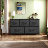 YITAHOME Dresser with 5 Drawers - Fabric Storage Tower, Black Dresser & Chest of Drawers, Organizer Unit for Bedroom YITAHOME