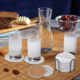 Acejoz Drink Coasters with Holder for Coffee Table, Absorbent Coaster Sets of 6, Marble Style Ceramic Coaster for Wooden Table, Suitable for Kinds of Cups, Home Decor, 4 Inches Acejoz