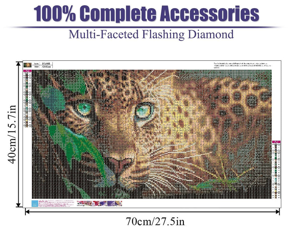 BOHADIY 5D Diamond Painting Kits for Adults,Animal Leopard Diamond Art Kits for Adult Beginner,DIY Full Drill Diamond Dots Paintings with Gem Art and Crafts for Adults Home Wall Decor 27.5 x15.7 inch BOHADIY