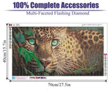BOHADIY 5D Diamond Painting Kits for Adults,Animal Leopard Diamond Art Kits for Adult Beginner,DIY Full Drill Diamond Dots Paintings with Gem Art and Crafts for Adults Home Wall Decor 27.5 x15.7 inch BOHADIY