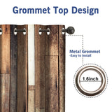 Jekeno Rustic Wooden Blackout Curtains Brown Wood Hardwood Floor Plank Board Door of Farmhouse Village Rural Lodge Retro Decor for Bedroom Living Room Grommet Window Drapes 2 Panel Set, 42"x84" Jekeno