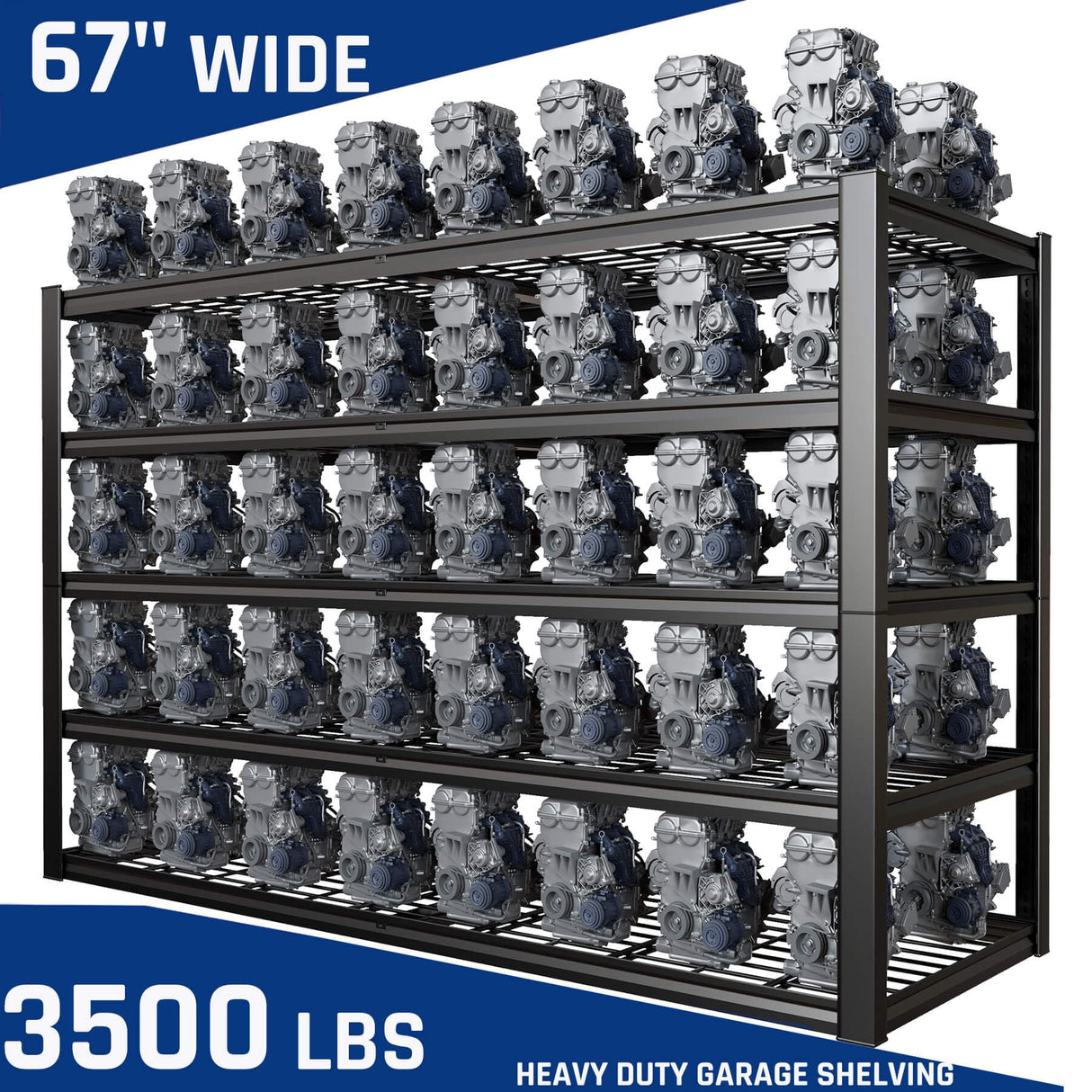 PMKES 67" W Garage Shelving Heavy Duty, 67" W x 24" D x 84" H, Adjustable 5 Tier Metal Shelves, Commercial Metal Shelf Rack, Industrial Shelving PMKES