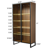 EUREKA ERGONOMIC Curio Cabinet with LED Lights, 4-Tier Adjustable Shelves Display Storage Cabinet Tempered Glass Door Tall Showcase for Collectibles Figurines Home Office Living Room Bedroom, Walnut EUREKA ERGONOMIC