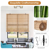 Bamboo Blinds for Interior Windows, Easy to Install Bamboo Shades for Indoor Windows, Custom Roller Shades for Indoor Window and Outdoor Patio, 23" W x 48" H BAYUE