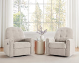 VANOMi 360 Swivel Rocker Recliner Chair, Nursery Rocking Chair with Tufted Backrest, Manual Recliner Chairs for Small Spaces, Upholstered Glider Nursing Chair for Living Room, Bedroom (Camel) VANOMi