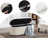 DM Furniture Storage Teddy Ottoman Bench Upholstered Fabric Storage Bench End of Bed Stool with Safety Hinge for Bedroom, Living Room, Entryway, Closet(44.5-inch, White) DM Furniture