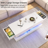 Uspeedy 47.3IN High Glossy LED Coffee Table,APP LED Lights,Black/White, Modern Furniture for Living Room (White) Uspeedy
