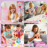 Make Your Own Princess Magic Wand Kit - DIY Fairy Craft Set for Kids Girls - Birthday Party Gift, 39 PCS to Create 14 Wands WizWonders