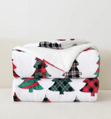 Elegant Comfort Reversible and Ultra-Plush Flannel Fleece-Winter Christmas Sherpa Throw- Lightweight Soft and Cozy-Holiday Decorative Throw, Perfect for Lounging, 50 x 60 inches, Plaid Christmas Tree Elegant Comfort