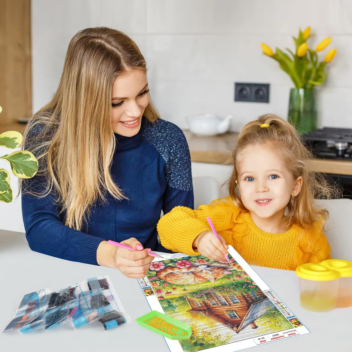 GDYEEH DIY 5D Cute Kitten Diamond Art Kits, Round Full Drill Hut Garden Diamond Painting Picture, Sleeping Cat Painting by Numbers Art Kits for Adults Beginners Home Wall Decor 12x16 inch GDYEEH