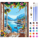 Lxmsja Sea View Paint by Numbers Kit for Adults, Coastal Nature Acrylic Paint by Numbers for Adults Beginner, DIY Craft Supplies Oil Painting Kits for Home Wall Decor 16x20 inch (No Frame) Lxmsja