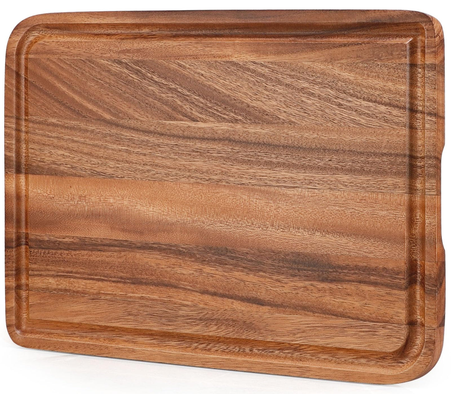 Acacia Wood Cutting Board for Kitchen - Caperci Organic Wooden Chopping Serving Board with Deep Juice Groove for Meat (Butcher Block) Veggies, Fruit and Cheese, 17 x 12"