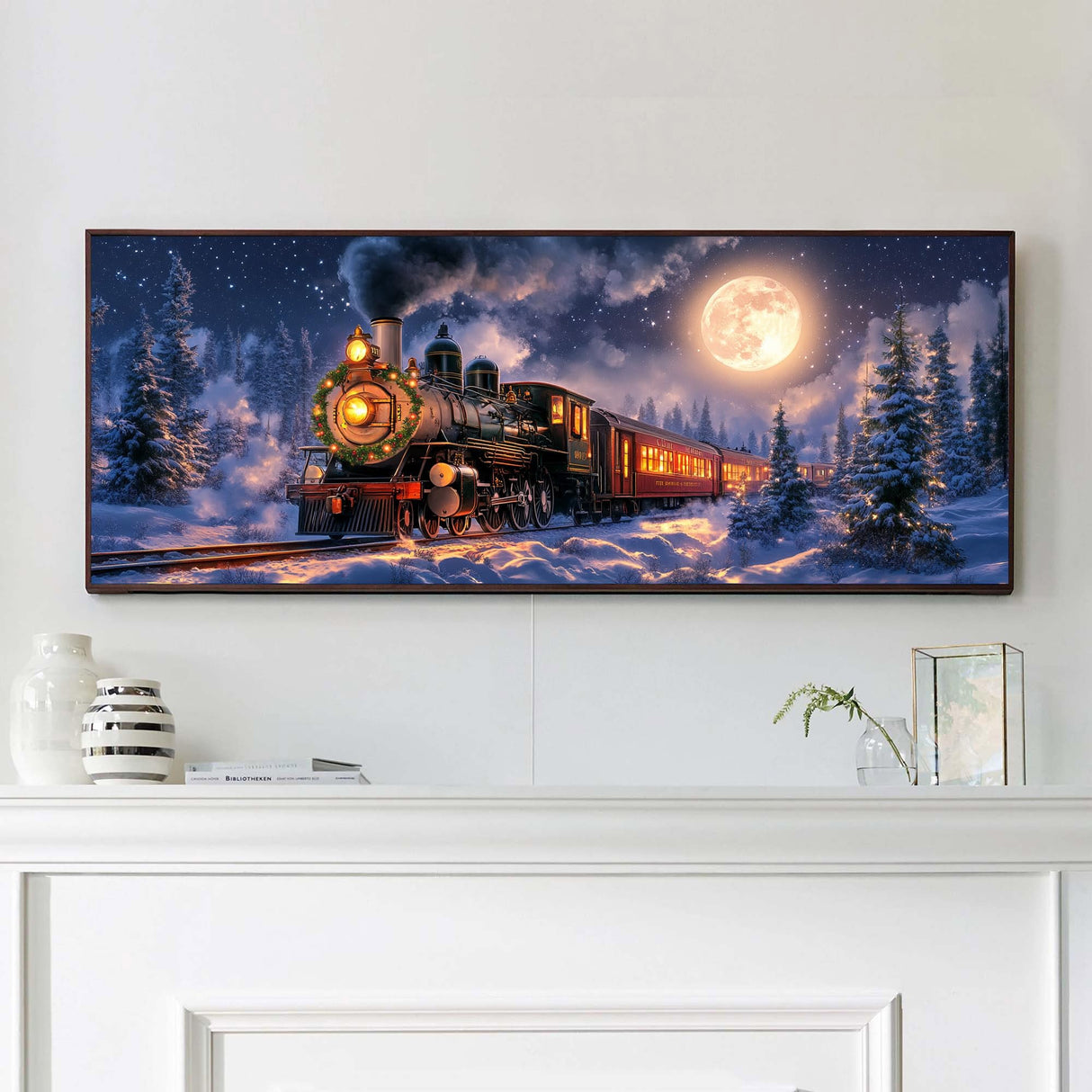 VAIIEYO Large Diamond Art Kits for Adults Christmas, Diamond Art Train, Large Diamond Painting Kits Full Drill Round Rhinestone Craft Canvas for Home Wall Decor Gift 12x31 inch VAIIEYO