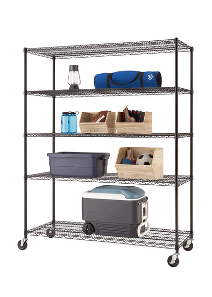 TRINITY Basics 5-Tier Adjustable Wire Shelving with Wheels for Kitchen Organization, Garage Storage, Laundry Room, NSF Certified, 600 to 2250 Pound - WoodArtSupply