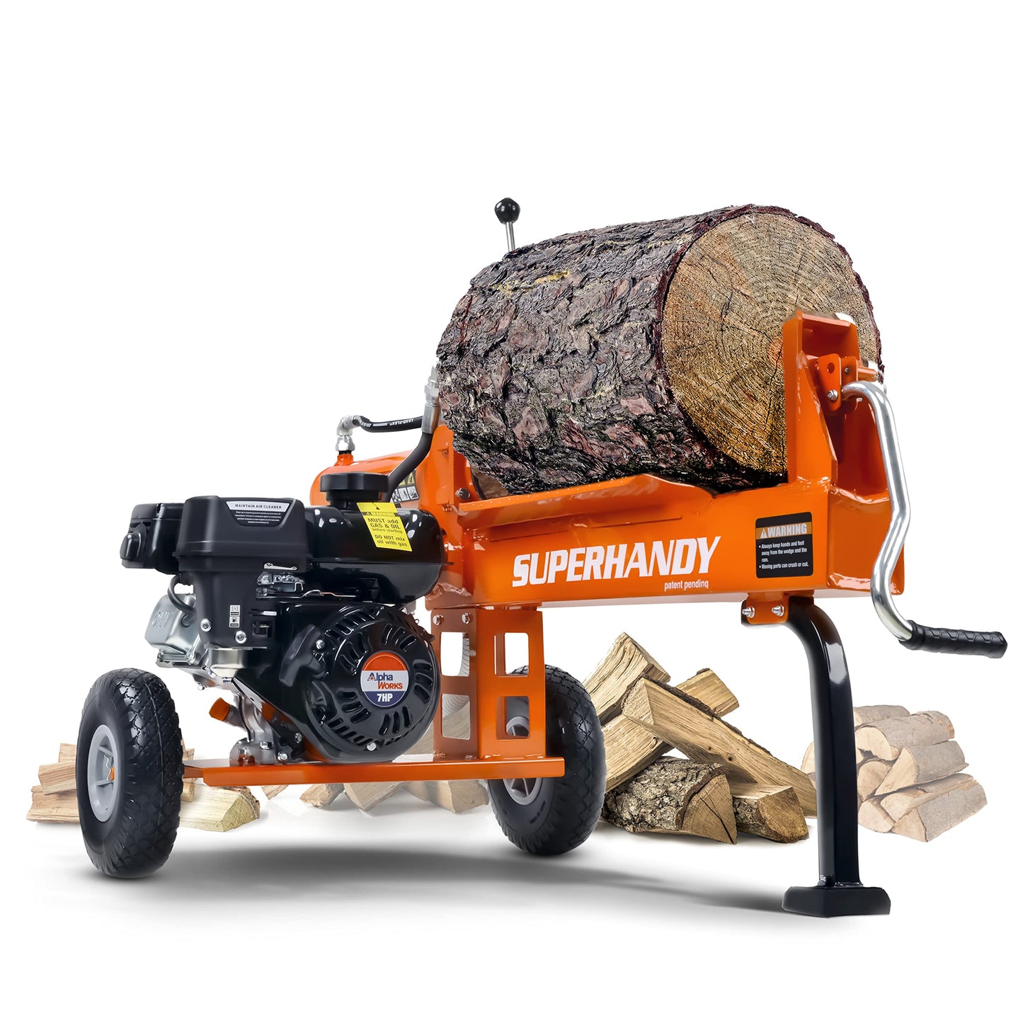 SuperHandy Log Splitter, 20 Ton, Gas Powered 7 HP Engine, Automatic Wood Splitting Wedge Machine, Commercial Quality for Fireplace Burning firewood