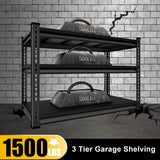 SDXYSTCE 48" W Garage Shelving Heavy Duty, 1500LBS Loads Shelving Units and Storage Racks, 3-Tier Metal Garage Storage Shelves, Industrial Utility Shelf Heavy Duty,48" Wx16 Dx39 H, Black SDXYSTCE