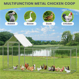 Chicken Coop, Large Metal Chicken Run, Outdoor Chicken Pen with Waterproof and Anti-UV Cover, Walk-in Chicken House with Lockable Door, for Yard, Farm Use, 10' W x 3.3' D x 5' H HarmonyHealth