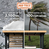 Backyard Discovery Fusion Flame Turn-Key Outdoor Kitchen with 38-inch Stainless Steel 5-burner Grill Island, Sear Zone, Infrared Burner, Outdoor-Rated Refrigerator, Storage, Steel Roof for Deck, Patio Backyard Discovery