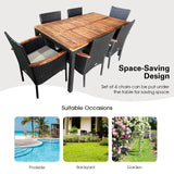 Toolsempire 7 Pieces Patio Dining Set Outdoor Dining Set with Umbrella Hole, Wicker Patio Furniture Set with Acacia Wood Table and Chairs, Garden Dining Table Set for Backyard, Desk, Poolside (Brown) Toolsempire