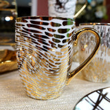 Matrix Gold Porcelain Gold-Plated Coffee Mug Set - Elegant 16 oz Luxury Coffee Mugs, Gold Trim Mug with Unique Designs, Premium White and Gold Accent Porcelain Tea Mug, Giftable Drinkware (6-Piece) Certified International