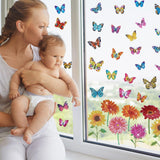 Tenceur 44 Pcs Diamond Art Window Clings Diamond Sun Painting Stickers Butterfly Flower Stained Glass Painting Kit, DIY Stickers Gem Art for Adults Home Decor, Anti Collision Birds Decals Tenceur