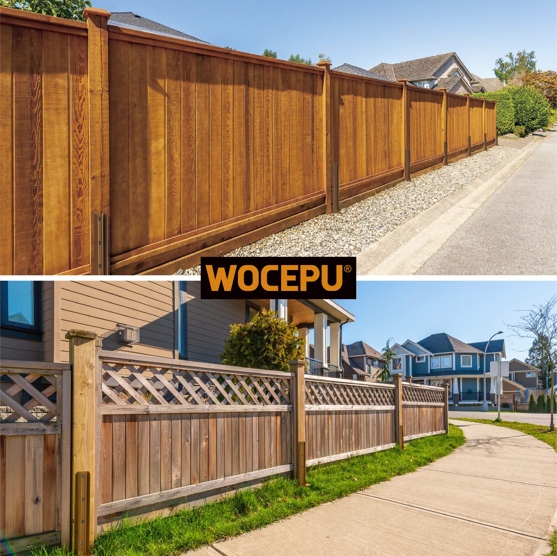 WOCEPU 2.8 FT Fence Post Repair Kit, for Repairing Broken Wooden Fence Post Repair Stakes (1pack-Brown) - WoodArtSupply