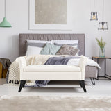 Yaheetech 52in Ottoman Bench Folding Storage Tufted Fabric Entryway with Arms Footstool Large Foot Rest Seat Rolled Cushioned Fresh White Yaheetech