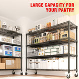 PeacefulHues 71" H Storage Shelves 2640LBS Heavy Duty Shelving Unit with Wheels & Feet, 4-Tiers Garage Shelving for Pantry Garage Kitchen Home Commercia, 71.8" H x 59" W x 17.7" D PeacefulHues
