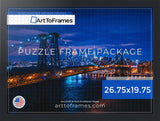 ArtToFrames 26.75x19.75 INCH/68x50 CM Black Frame for 1000 piece Puzzles.This 1.25 Inch Custom MDF Puzzle Frame is Black - Comes with Economy Acrylic (PuzzleFRBW72079-26.75x19.75) ArtToFrames