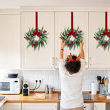 2Pcs Christmas Wreath, 10 Inch Mini Wreaths for Kitchen Cabinets, Christmas Door Wreath, Small Christmas Wreath for Fireplace Window Farmhouse Indoor Home Decorations JUSTOTRY