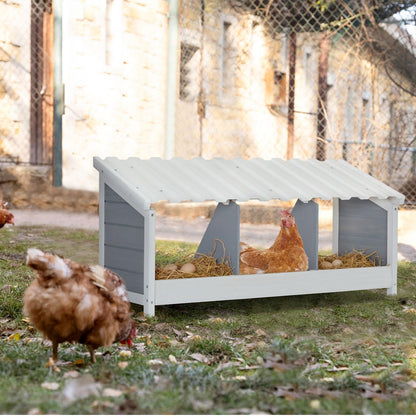 PETSFIT Triple Chicken Nesting Box, Chicken Coop Accessories with PVC Roofing, Versatile Use Wood Nesting Boxes for Hens, Easy to Assemble - WoodArtSupply