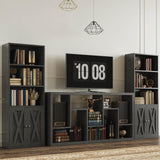 IRONCK Industrial Bookshelves and Bookcases with Doors 11.8 in Depth Set of 2 Floor Standing 5 Shelf Display Storage Shelves Bookcase Home Decor Furniture for Home, Office, Living Room, Bedroom IRONCK