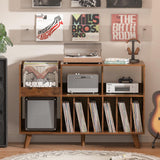 LELELINKY Large Record Player Stand, 48‘’Turntable Stand with Storage, Vinyl Record Holder with Display Area, Record Player Table Holds Up to 450 Albums, Record Stand for Music Room Living Room LELELINKY