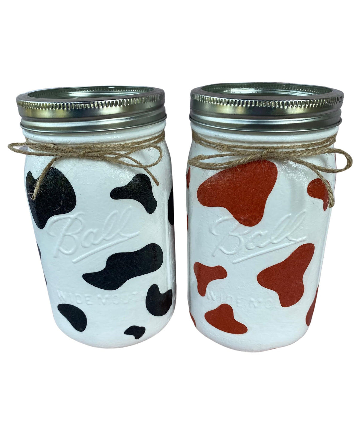 Cow print mason jars/cowhide decor/farm animal party decor/cow centerpieces/cattle decor/western decor jars (Regular Mouth Pint 16oz, No Lid Insert, Black Cowhide Print) Generic