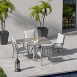 HAPPATIO 5-Piece Patio Outdoor Dining Set - All Aluminum Outdoor Patio Table and Chairs Set for 4 Includes 1 Square Dining Table and 4 Dining Chairs, Patio Outdoor Dining Set for Lawn or Garden HAPPATIO