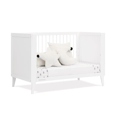 Delta Children Ollie 4-in-1 Convertible Crib - Greenguard Gold Certified, Bianca White - WoodArtSupply