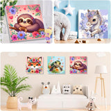 4 Pack Animal Paint by Number for Kids with Wooden Frame, Paint by Numbers for Kids Animals Ages 4-8-12, Easy Sloth Fox Sea Turtle Horse DIY Acrylic Oil Painting Kits for Home Wall Decor (8X8 inch) xackcme