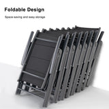 PURPLE LEAF 11 Pieces Outdoor Patio Dining Set with 10 Folding Portable Chairs and 1 Rectangle Aluminum Table, Foldable Adjustable High Back Reclining Chairs with Soft Cotton-Padded Seat, Black PURPLE LEAF