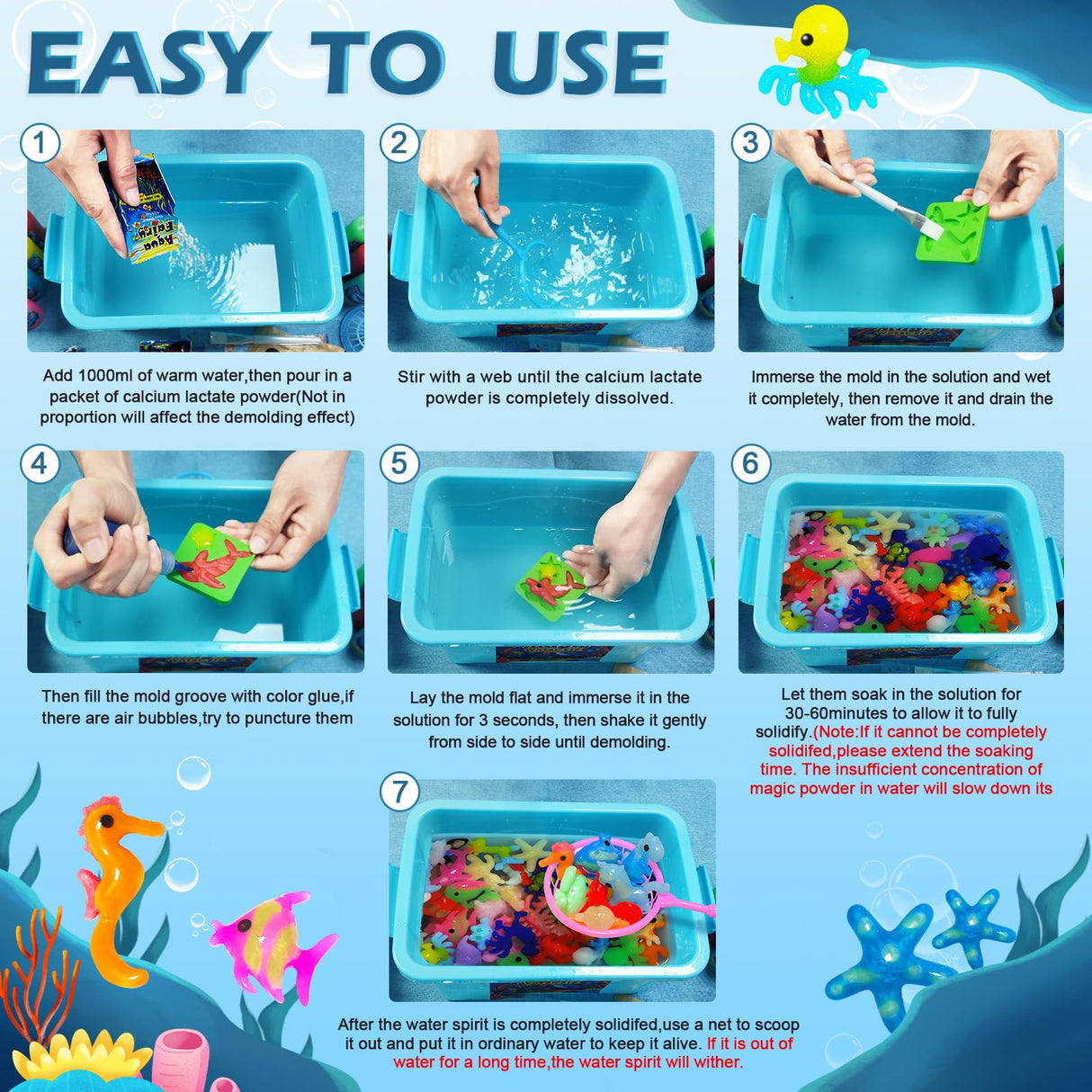diagfile Magic Water Elf Toy Kit, Aqua Fairy Water Gel Kit for Kids, Squishy Maker with 20 DIY Models and 20 Colors, Magic Gel Water Pets Compatible with Boys & Girls Gift Aged 3+ diagfile