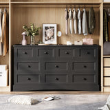 Hasuit Black Bedroom Dresser with 10 Drawers, 55.2" Long Drawer Dresser with Charging Station, Farmhouse Dresser Chest of Drawers, Large Wooden Storage Tower Organizer Dresser for Bedroom Living Room Hasuit