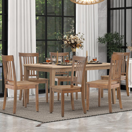 COLAMY Wooden Dining Room Chairs Set of 6, Spindle High Back Windsor Kitchen Side Chair, Farmhouse Dining Chairs for Kitchen, Dining Room, Light Brown COLAMY