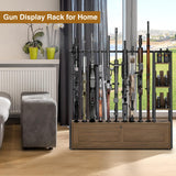 Giluta Gun Rack, Wooden Gun Display Stand with Pistol Rack, Gun Rack Storage Display Floor Standing Shotgun Rack for Home or Garage, Holds up to 10 Long Guns and 4 Handguns Giluta