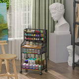 Small Rolling Utility Cart with Drawer, Metal Craft Storage Cart with Lockable Wheel, Versatile Art Organizer with 6 Tiers & Removable Dividers for Drawing Room, Store Paint & Artifact, Patent Pending Jakyitvi