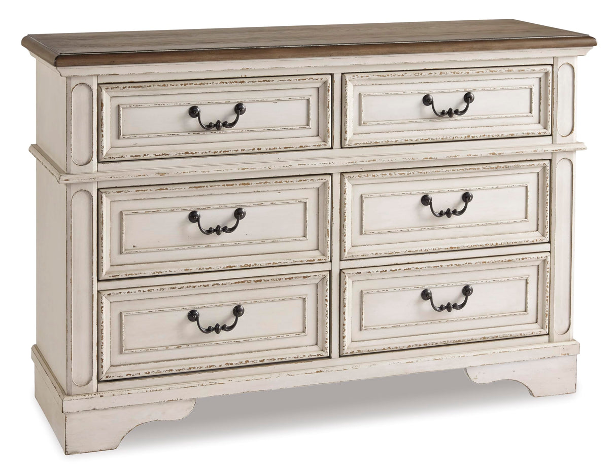 Signature Design By Ashley Realyn French Country Youth 6 Drawer Dresser, Chipped White & Brown Signature Design by Ashley